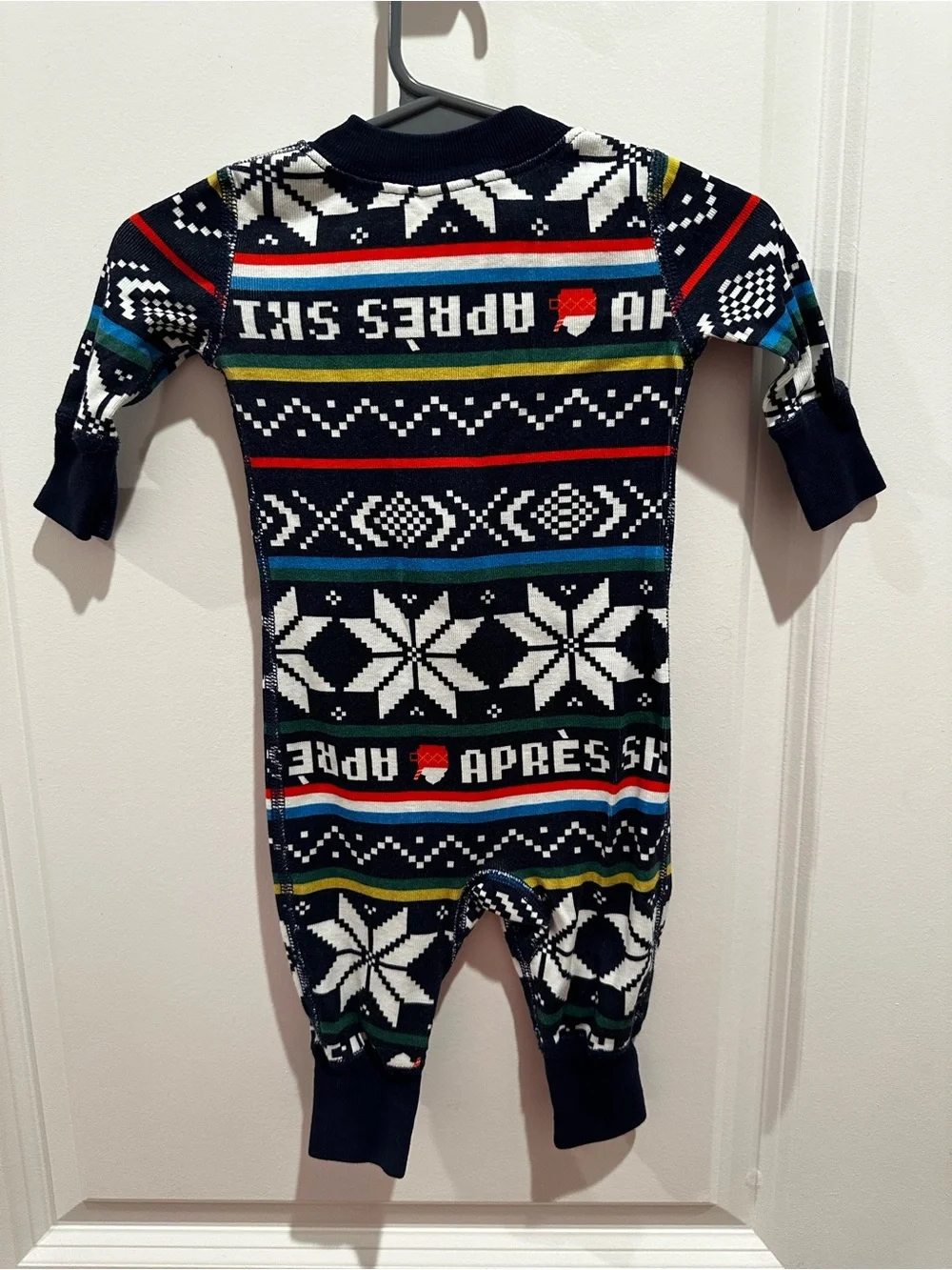 Hannah Anderson Kids Navy Fair Isle One-Piece Romper - Cozy Winter Knit 0-3M